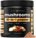 NutraChamps Organic Mushroom Powder - 10-in-1 Complex - Mushroom Supplement Powder Blend for Memory, Focus & Immune Support - 8oz (8.0 OZ, Mushroom Blend)