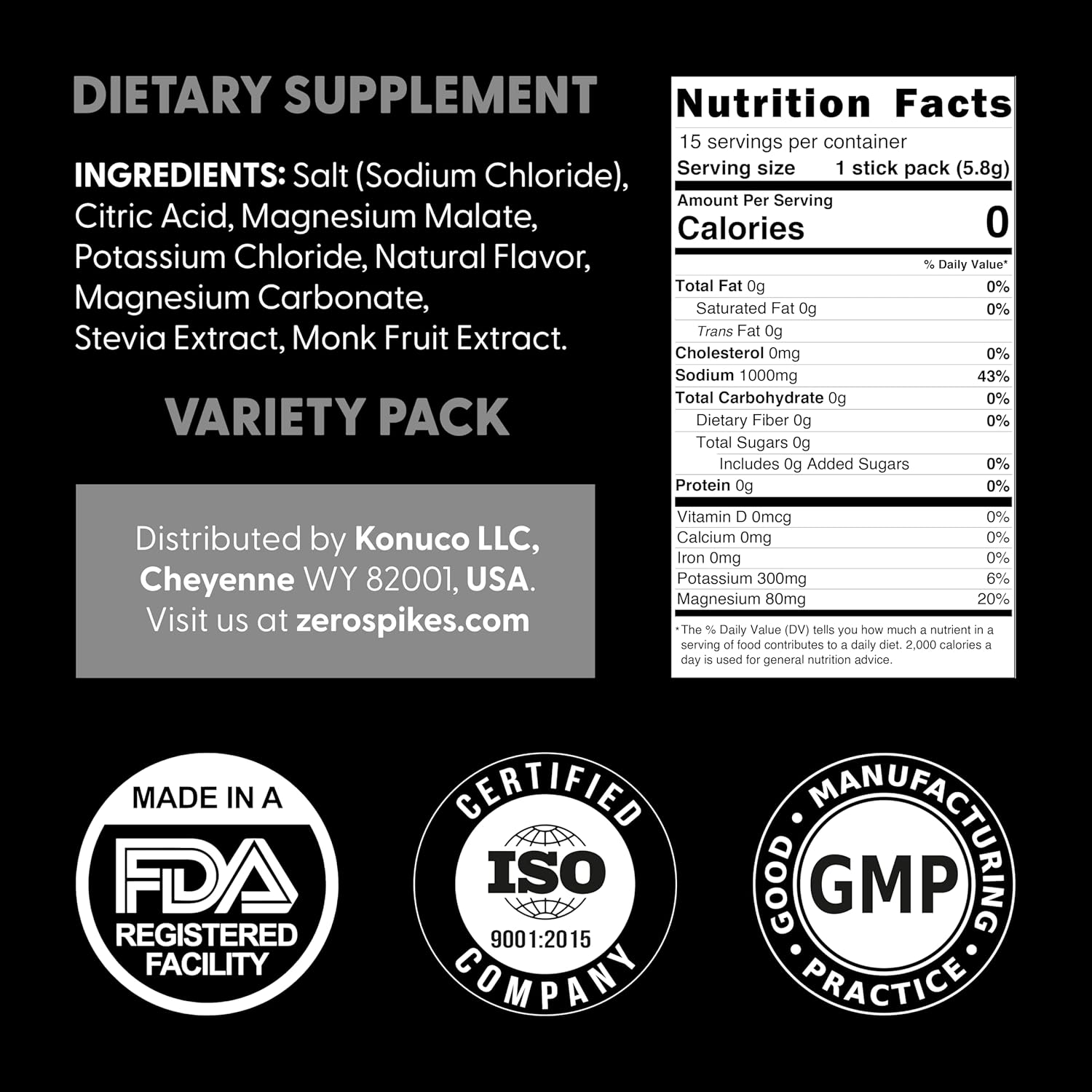 No Sugar Electrolytes Powder Packets | Keto & Fasting Salts Drink Mix | Supplements: The Key Hydration Nutrients Missing from Purified Water | Clean, Variety Pack, Calorie Free | 15 Sticks