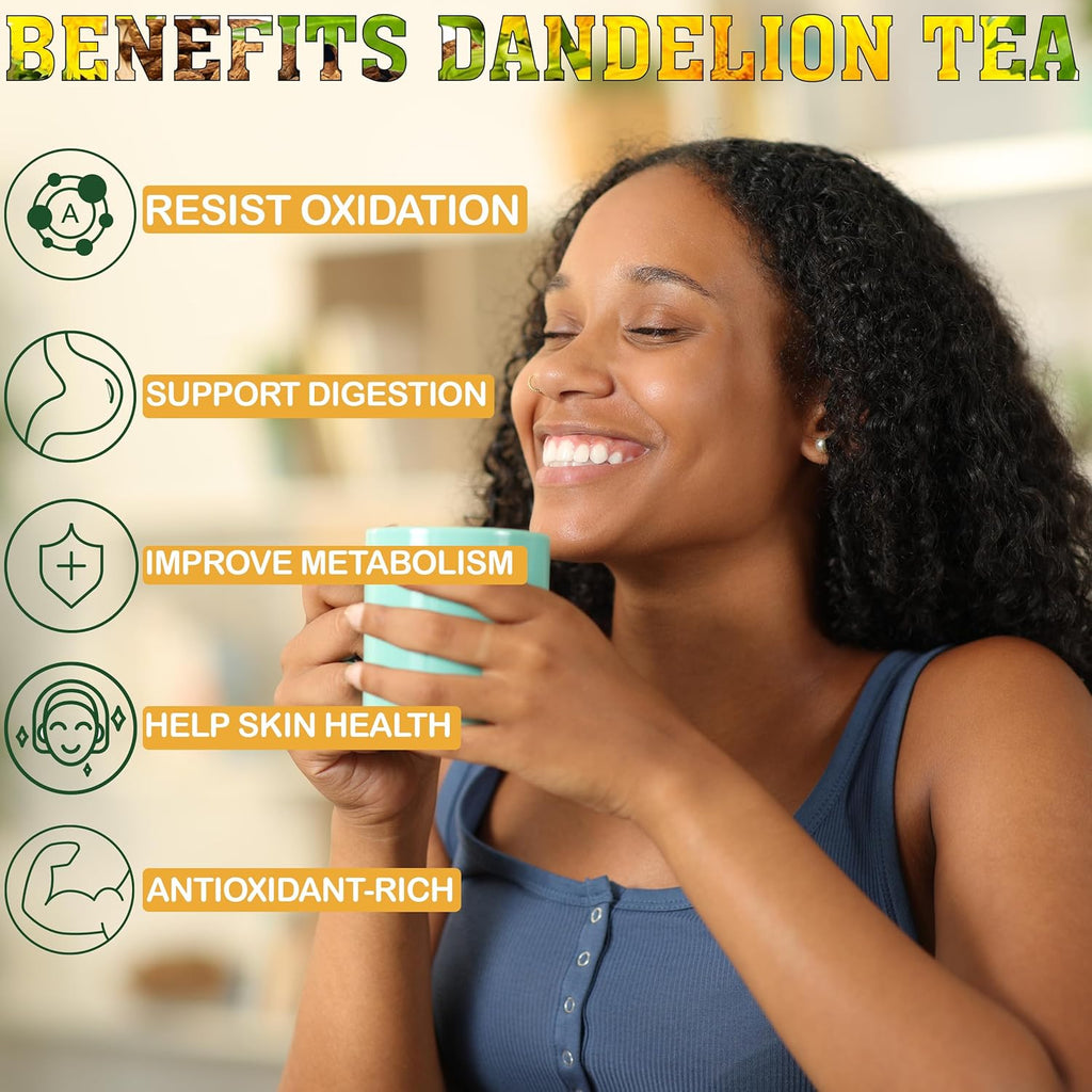USDA Organic Dandelion Root Tea Bags , Roasted Coffee Substitute & Liver Kidney Cleanse Tea, Digestion & Bloating Relief Support, 100% Organic & Pure Dandelion Root, Non-GMO, Caffeine Free, 120 teabags Eco-Conscious Corn Fiber