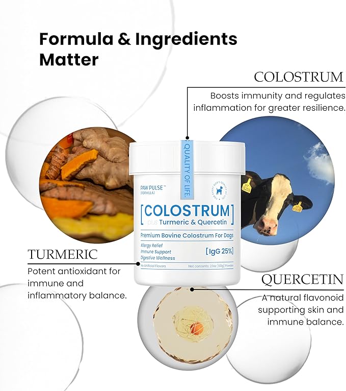 PAWPULSE FORMULA Colostrum for Dogs – Bovine Colostrum Powder with High IgG for Seasonal Allergy, Immune Defense, Skin & Gut Health – Clean Superfood Supplement, Additive-Free, 2.12 oz