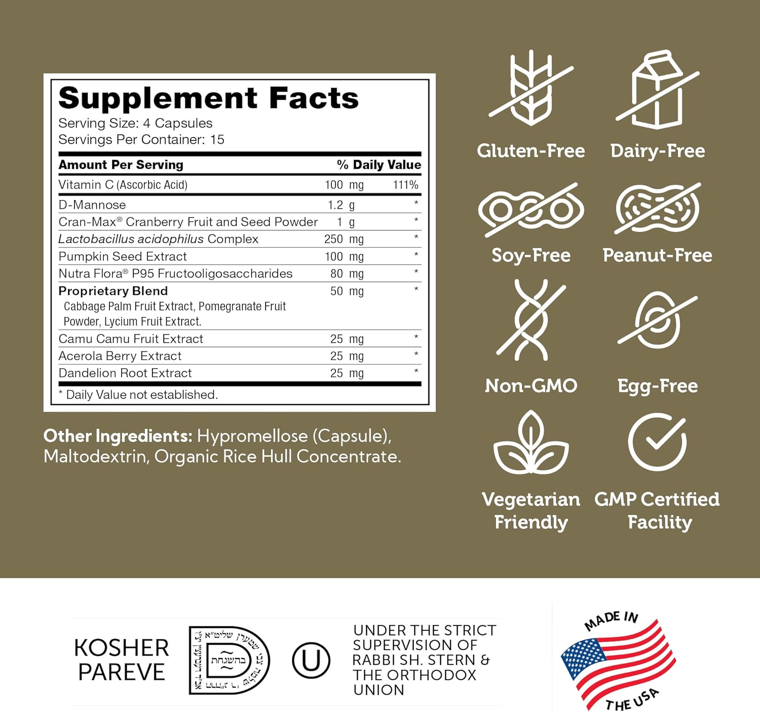 Zahler Revolution - Complete Womens Urinary Tract Health Formula with Probiotics - UTI Pills - 1200mg D-Mannose and Cranberry Supplement - Urinary Tract Infection Support for Women (60 Capsules)