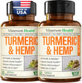 Turmeric Curcumin Supplement with Hemp Seeds & Lemon Balm Extract – Joint Health & Mobility – Calm Mood & Restful Sleep – with Black Pepper for Absorption – Joint Supplement for Men & Women - 2 Pack