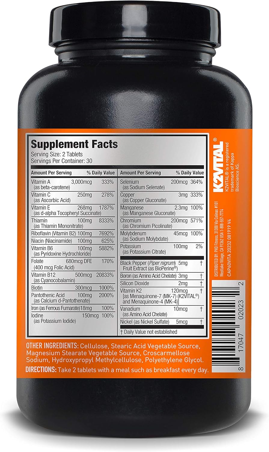 JYM Supplement Science Vita JYM Sports Multivitamin & Mineral Support, Vitamin A, C, B6, B12, E, K, Boron, Biotin, Potassium 60 Tablets