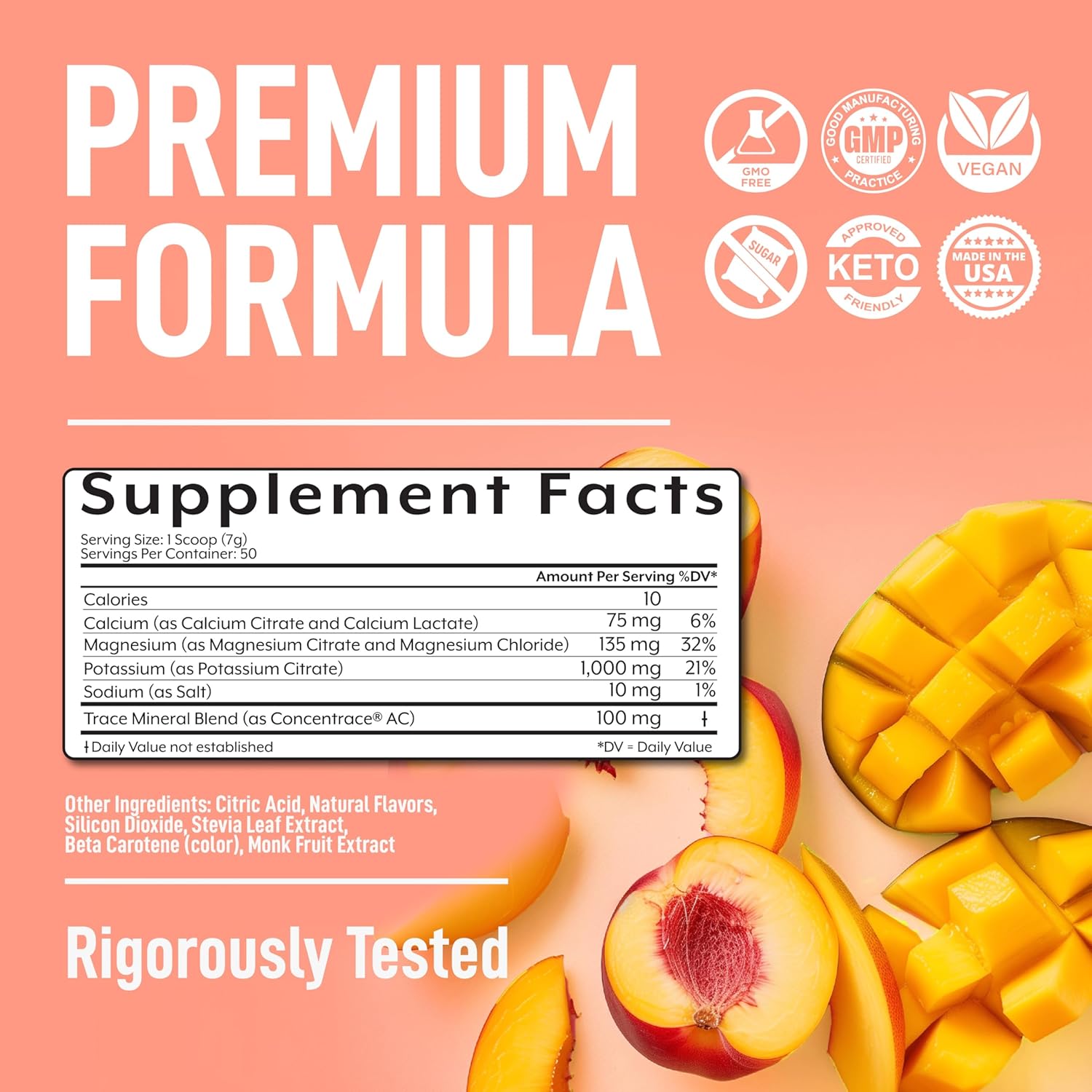 Keppi Electrolytes Powder – Peach Mango Flavor – No Sugar Hydration Supplement with Potassium, Magnesium, Sodium – 50 Servings – Keto, Vegan, Fasting-Friendly, Zero Calorie Electrolyte Drink