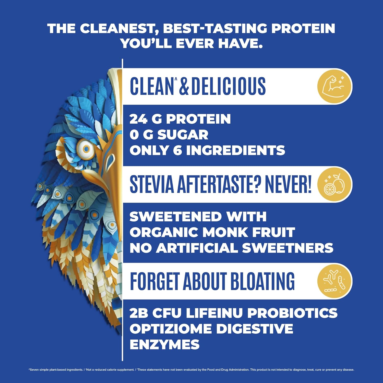 Falcon Vegan Protein Powder Organic, Stevia & Sugar Free, Plant Based Protein, Low Carb, Dairy Free, Keto, Non Whey Protein, Probiotic, Pea Protein | Vanilla Flavor - 37 Servings - 2.64lb