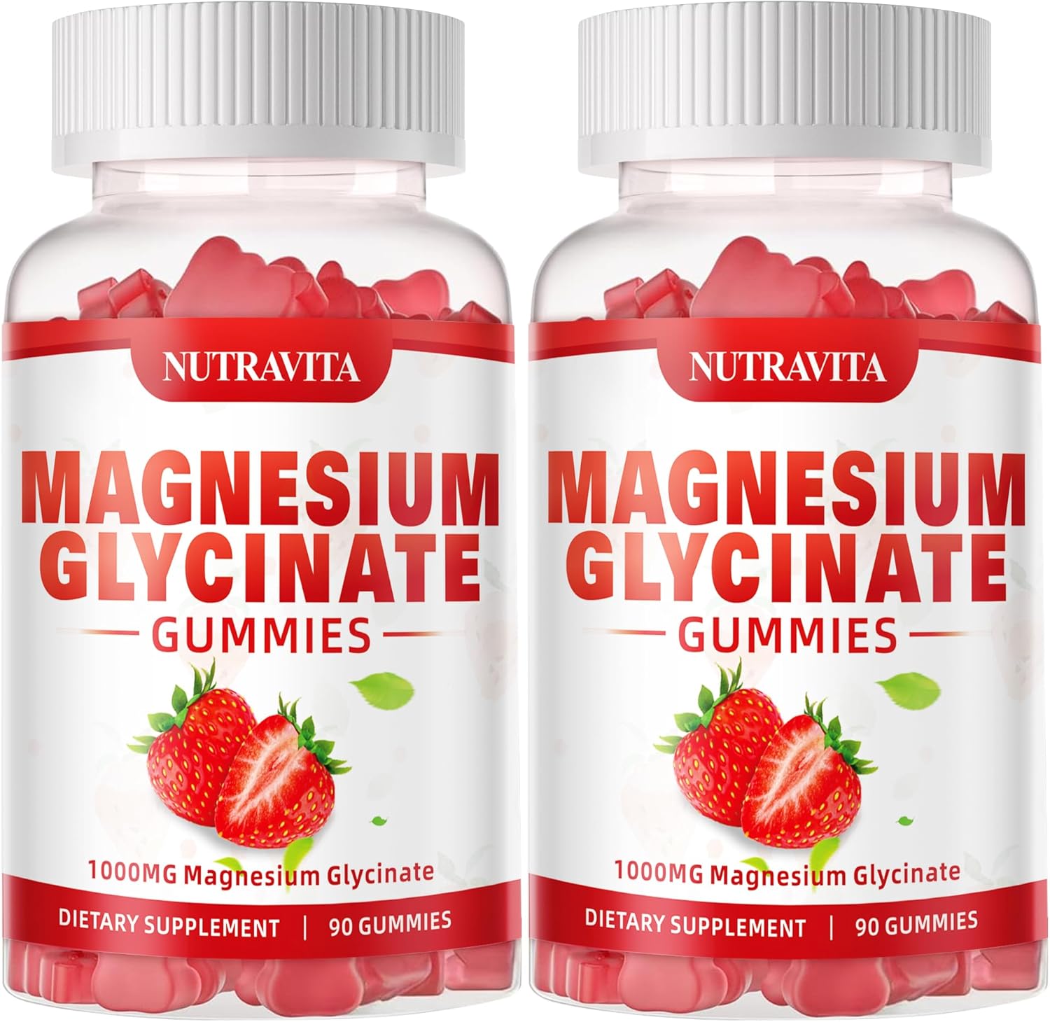 Magnesium Glycinate Gummies 1000mg with L-Threonate,Chelated Magnesium Potassium Complex Supplement with VitD, B6, CoQ10, Calcium,Supports for Memory, Calm, Mood - 180 Gummies Strawberry