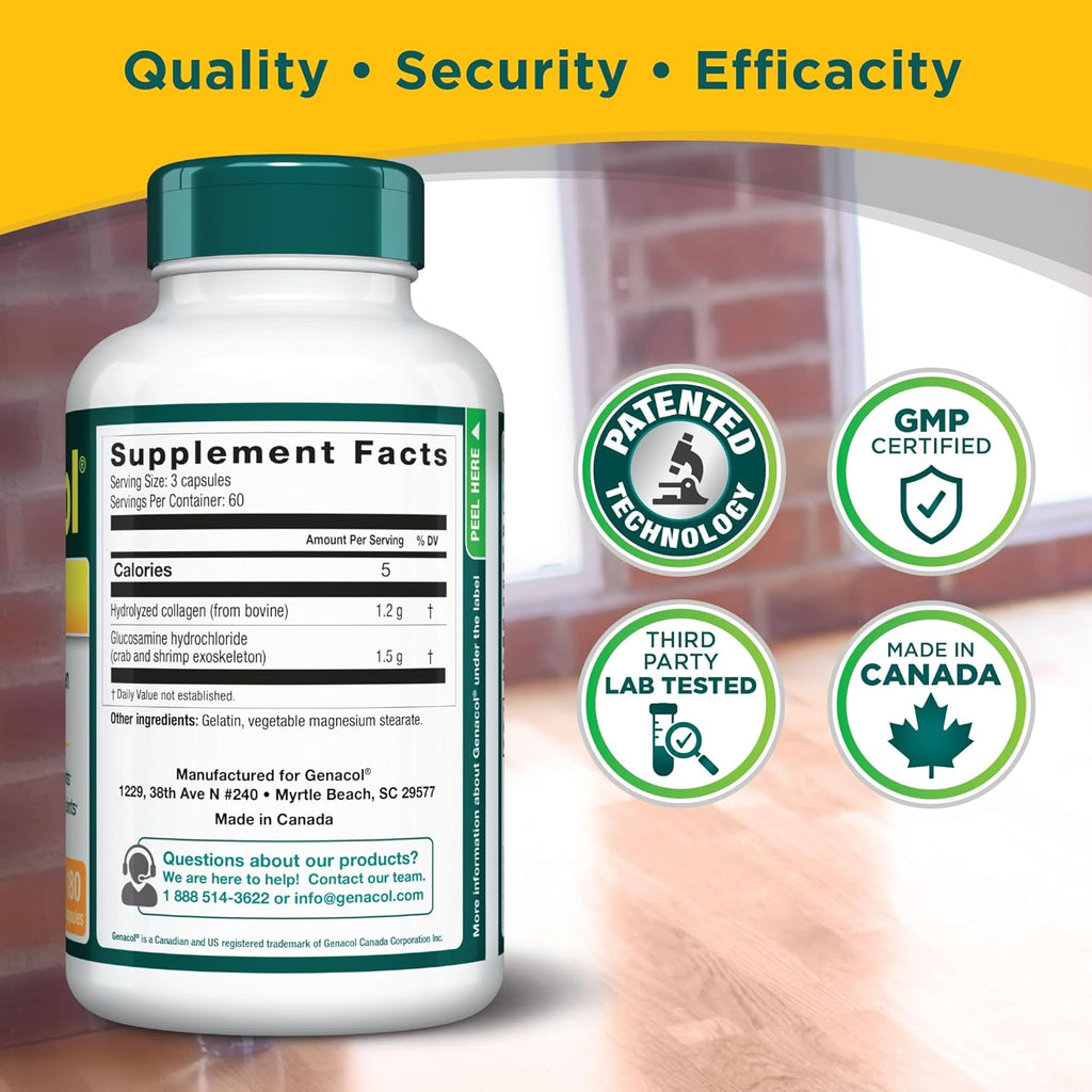 Genacol Plus – Glucosamine and Collagen Joint Supplement, Lubricates, Protects and Maintains Heathy Joints, Relieves Joint Discomfort Plus, 180 Capsules (60-Day Supply)