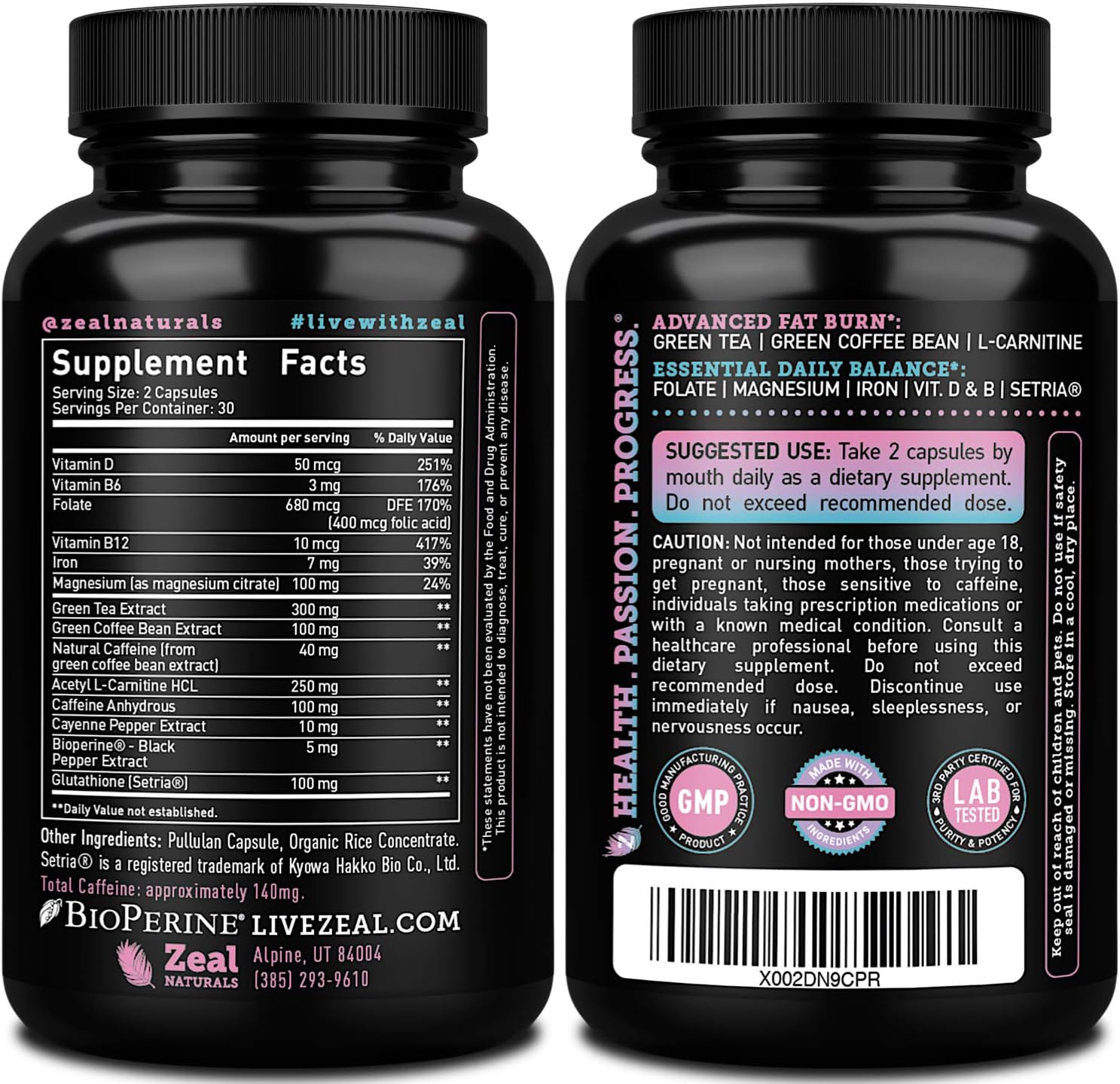 Zeal Naturals Weight Loss Support for Women + Daily Balance Vitamins (Iron, Vitamin D, Setria®, Folate) Premium Diet Support Pills for Women+ Multivitamin and Hormone Support