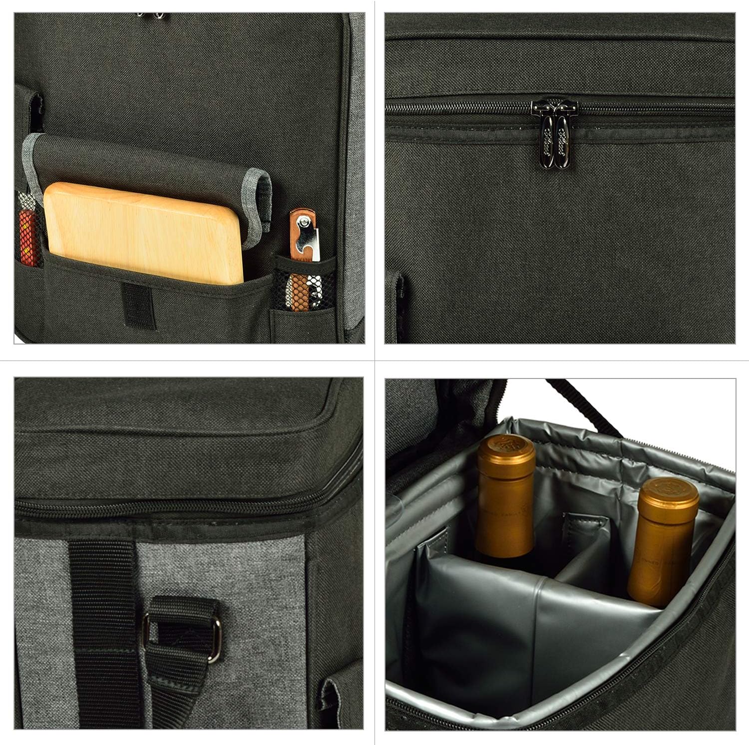 Picnic at Ascot Personalized Monogrammed Wine and Cheese Picnic Basket/Cooler with Hardwood Cutting Board, Cheese Knife and Corkscrew, Assembled & Quality Approved in The USA