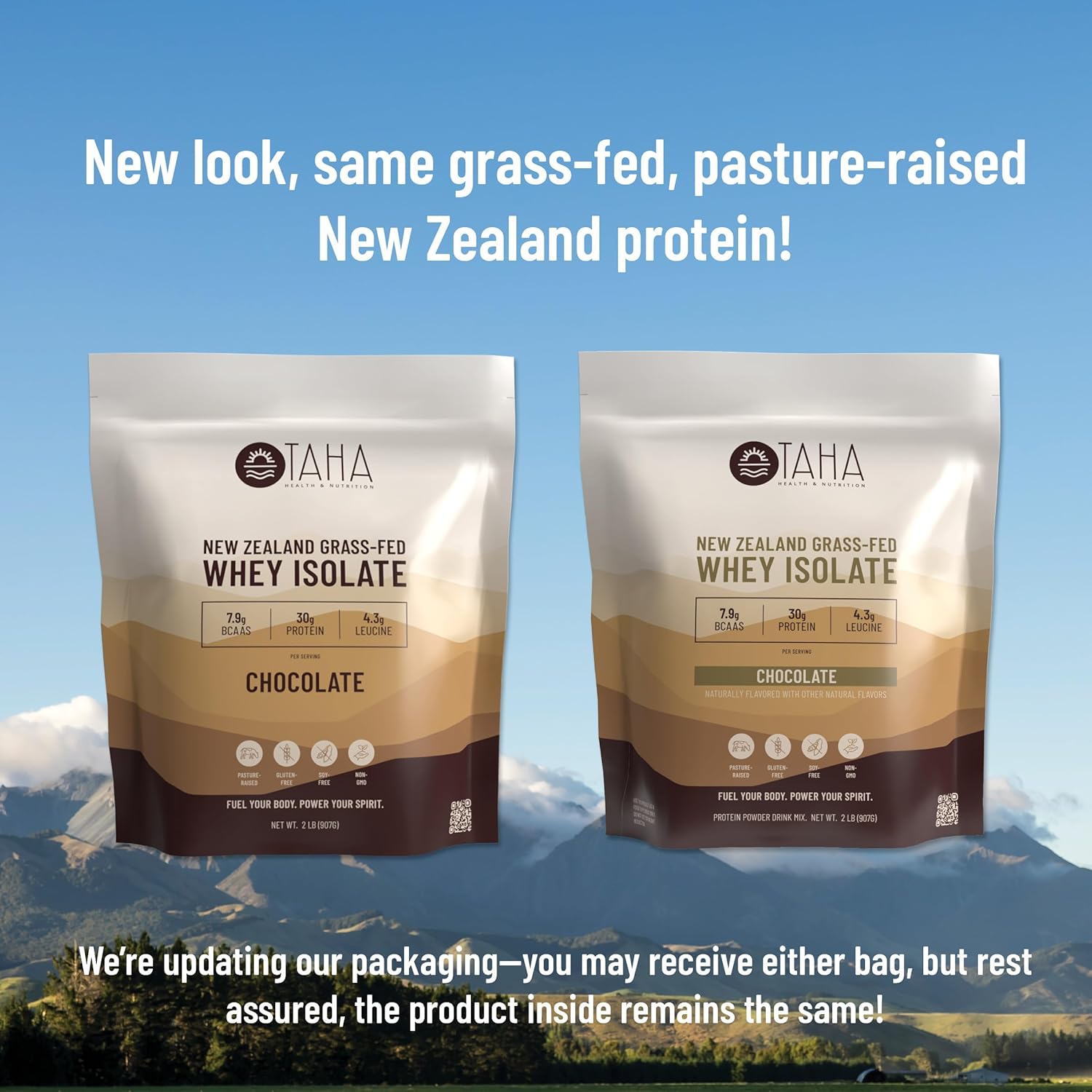 Taha Health & Nutrition Chocolate Whey Protein Isolate Powder, 30g Protein, 7.9g BCAAs, 4.3g Leucine | New Zealand Free-Range, Grass-Fed Dairy | Gluten-Free, Keto, Kosher | 2LB, ~24 Servings