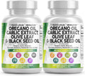 Clean Nutraceuticals Oregano Oil Garlic Extract Olive Leaf Black Seed Oil - Immune Support & Digestive Health Supplement for Women and Men with Vitamin D3 & Zinc - 2Pack