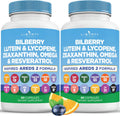 Eye Health Vitamins with Bilberry, Lutein & Zeaxanthin, Lycopene, Resveratrol, Grape Seed Extract, Flaxseed Astaxanthin- AREDS 2-120 Capsules