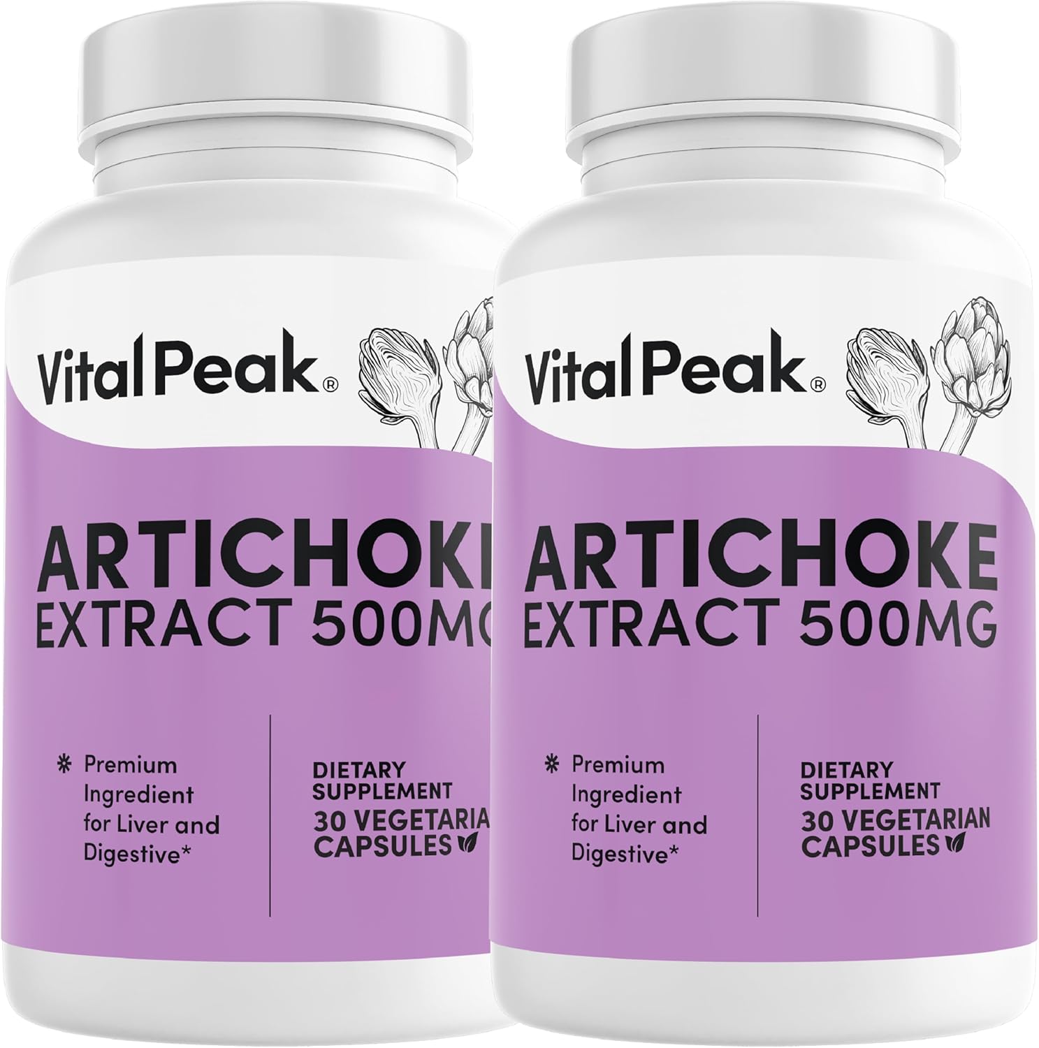 Artichoke 500 mg Supplement - Potent Artichoke Extract Capsules for Liver Health & Digestive Support - Artichoke Leaf Extract Promotes Energy & Focus - 60 Capsules