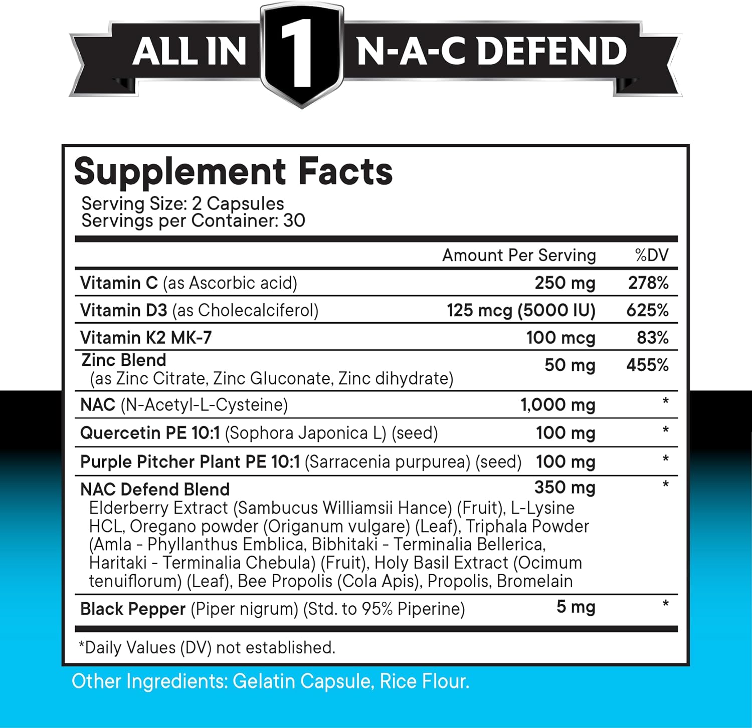 NEW AGE NAC Supplement N-Acetyl Cysteine- with Vitamin D3, K2, Zinc, Quercetin, Triphala, Sarracenia Purpurea, Elderberry, Holy Basil, Bee Propolis, Bromelain, L-Lysine - 180 Count