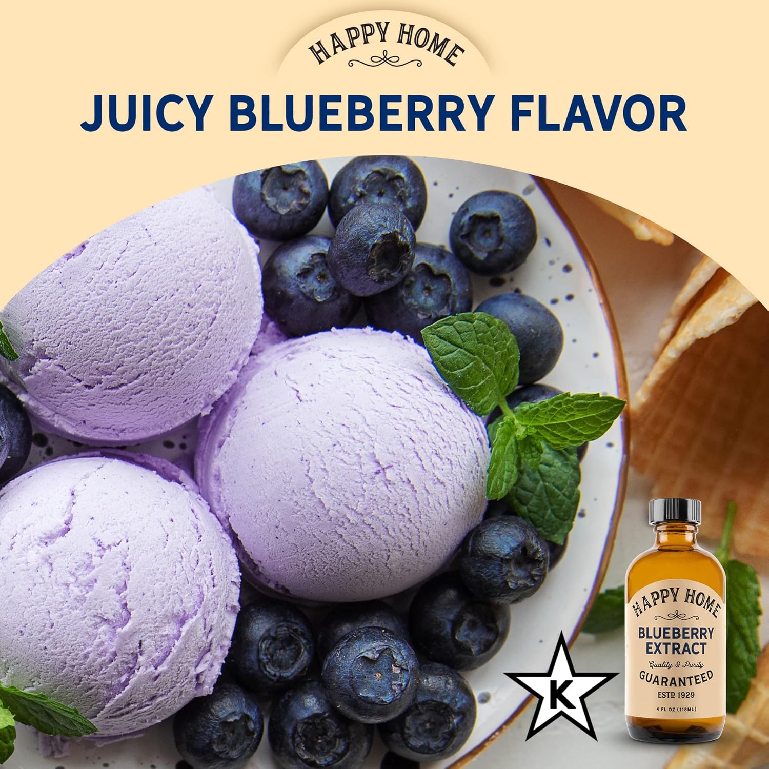 Happy Home Premium Natural Blueberry Flavor - Certified Kosher, 4 oz.