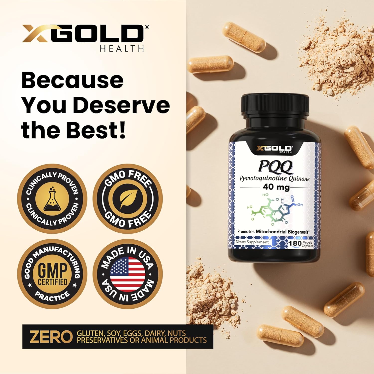 Fermented PQQ (99.7%+ Pure) – Mitochondrial Support, Energy Boost, Heart & Brain Health, Better Sleep – Non-GMO Supplement