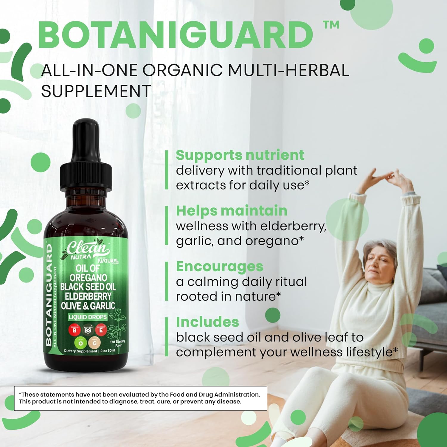 Clean Nutra Oil of Oregano Drops Black Seed Oil Elderberry Vitamin D D3 K2 Olive Garlic Immune Support Supplement Wellness Formula Zinc Supplements Liquid 2 Fl Oz BotaniGuard Vegan, Non-GMO