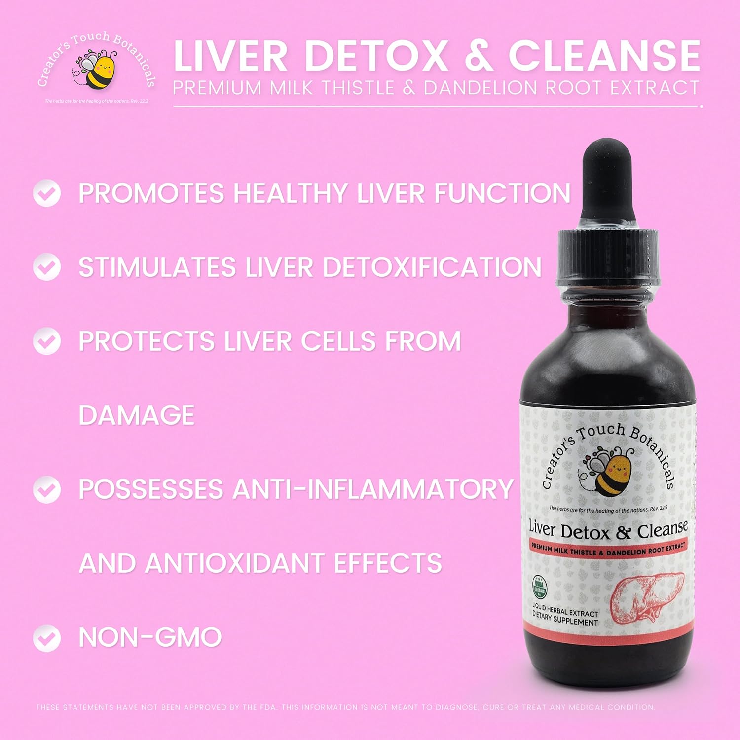 Creator's Touch Botanicals Liver Detox and Cleanse Herbal Supplement, 2 fl. oz, Milk Thistle and Dandelion