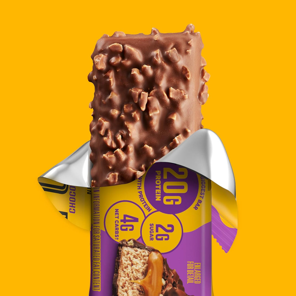 FULFIL Protein Bars, Chocolate Peanut Caramel Flavored, Gluten Free with 20g Protein, Pantry Staples, 12 Count