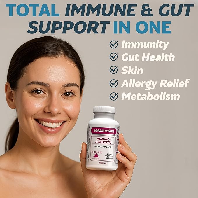 Immune Power - Immuno-Synbiotics Probiotics & Prebiotic for Women & Men - with Lactobacillus gasseri, rhamnosus, paracasei - Great for Immune-Related Inflammatory Conditions - 120 Caps