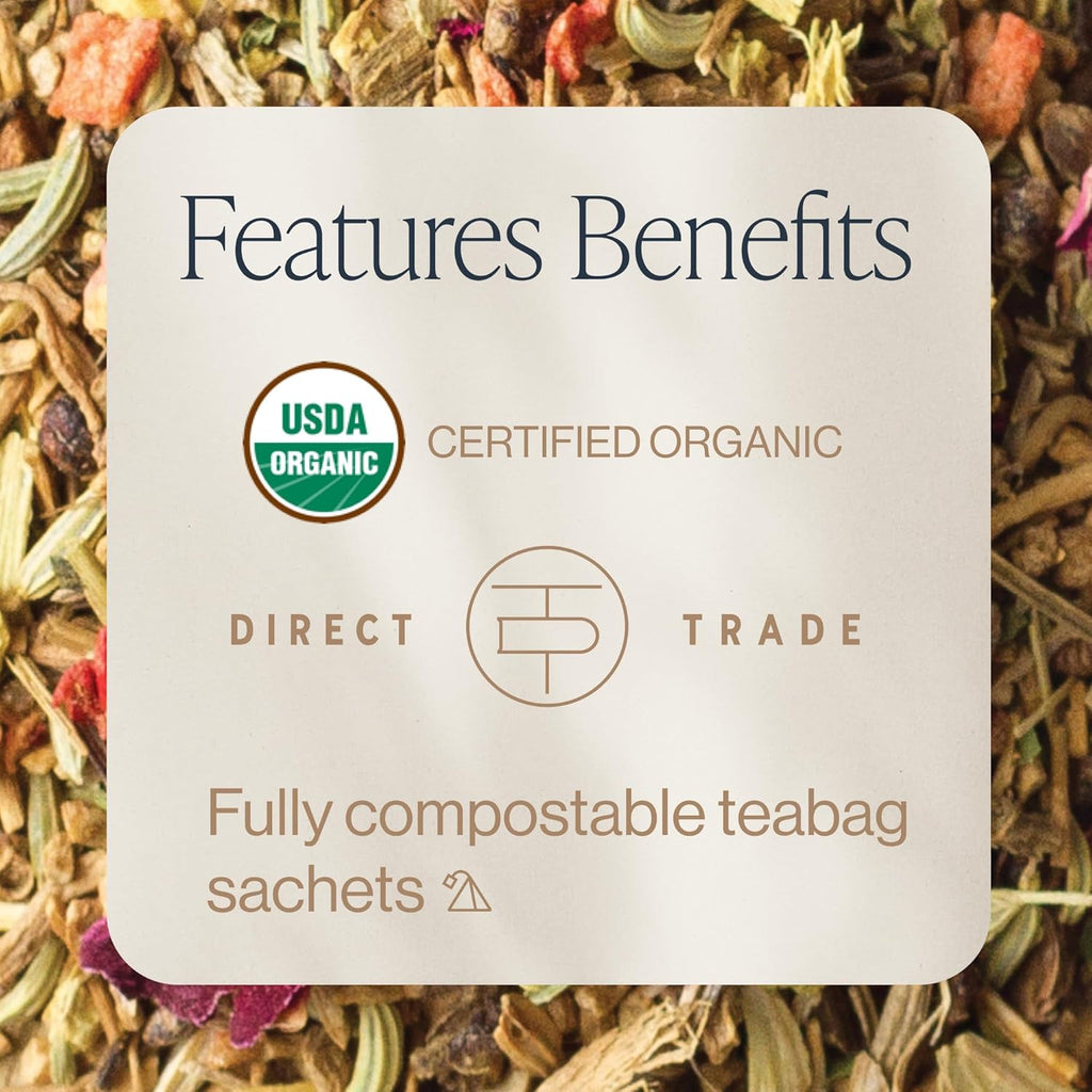 Rishi Tea Valerian Dream Herbal Tea - Organic Sachet Bags, Caffeine Free, Calming Botanical Blend with Valerian Root - 15 Count (Pack of 6)