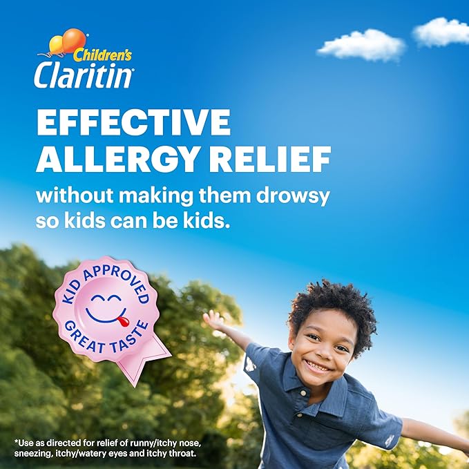 Claritin Children's Allergy Medicine, 24-Hour Non-Drowsy Loratadine 5mg Chewable Tablet, Antihistamine for Kids Ages 2 Years and Older, Grape Flavored, 40 Tablets