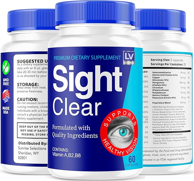LIVORKA Sight Clear 20/20 Vision Support Supplement For Eyes - 3 Month Supply - Pack Of 3