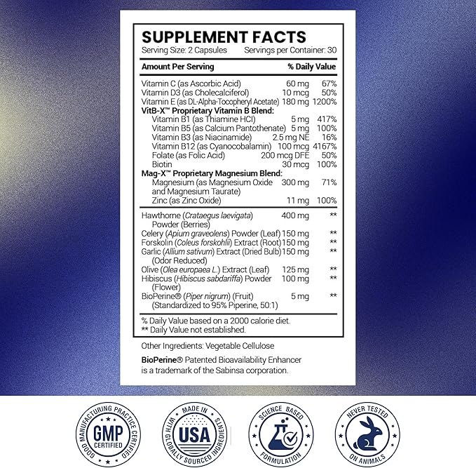 Research Verified Blood Booster - Blood Support - Hawthorn, Magnesium, Celery Seed Powder, BioPerine - 180 Capsules - 3 Month Supply