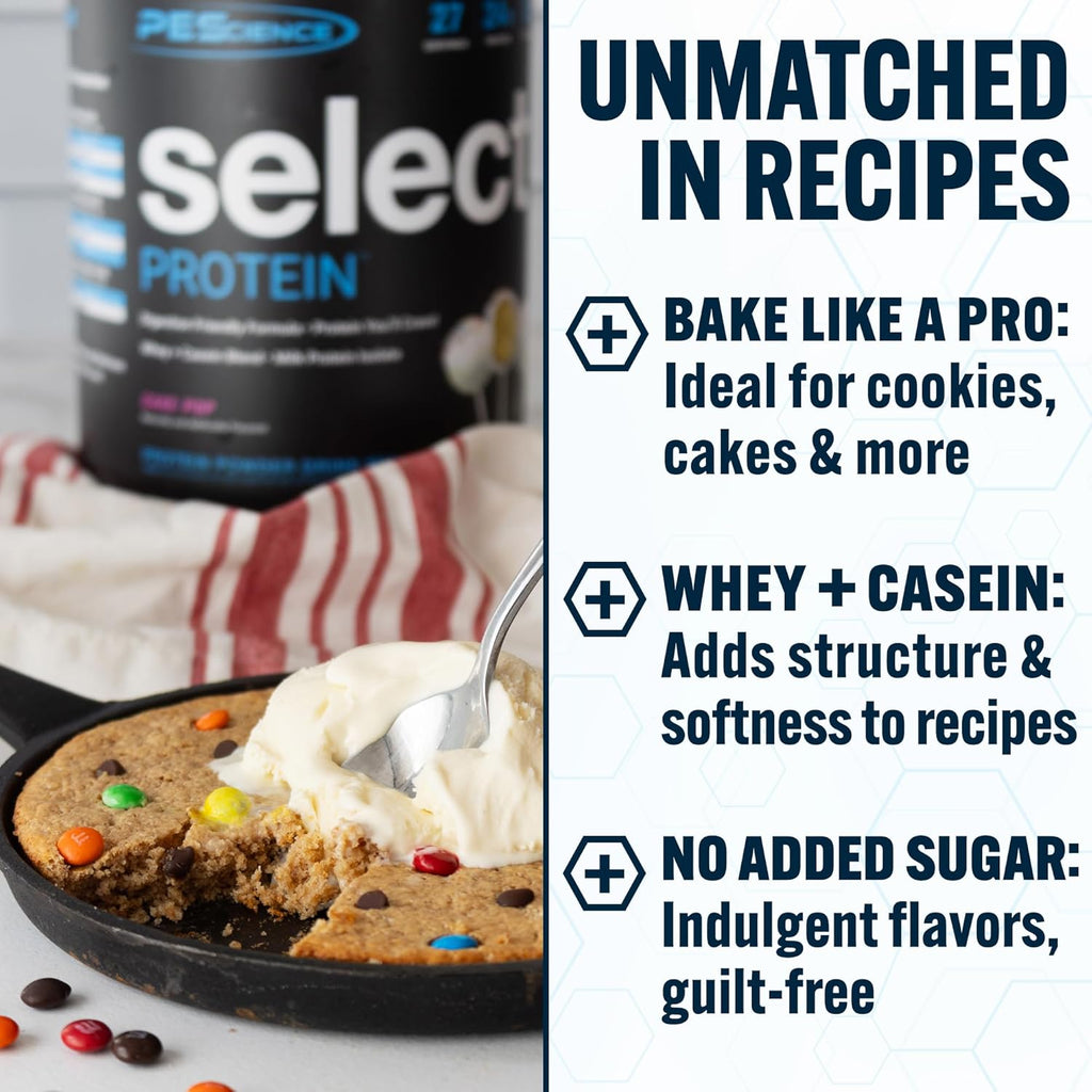 PEScience Select Protein Powder, Whey and Casein Blend, Clean Protein Powder for Women and Men, Low Calorie, Low Carb, Keto Friendly, Gluten Free, Cake Pop, 55 Servings