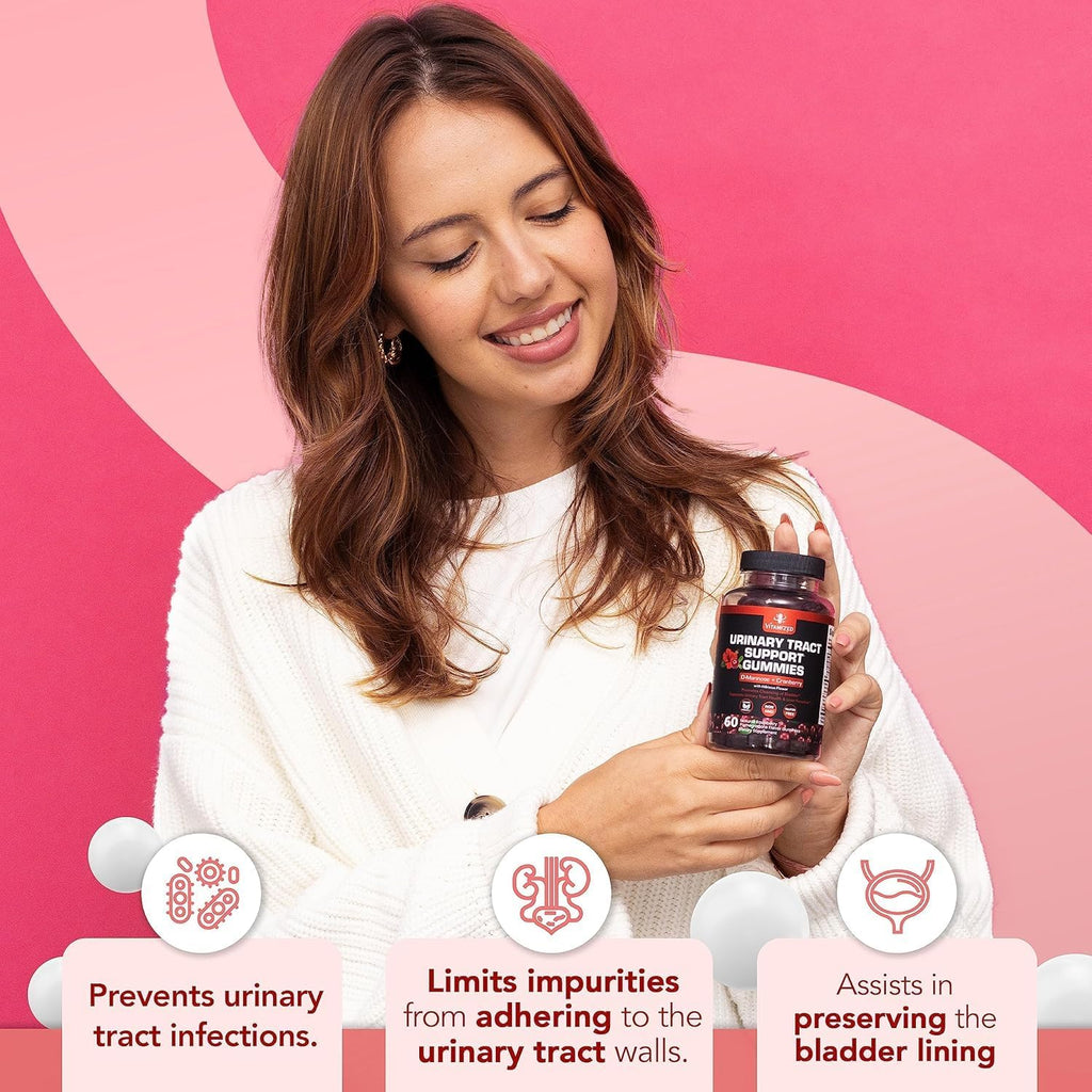 Potent Cranberry Gummies 1500mg with D Mannose - Urinary Tract Health for Women & Men, Urinary Flush & Bladder Fast-Acting Support Supplements with Hibiscus Powder, 180 Count