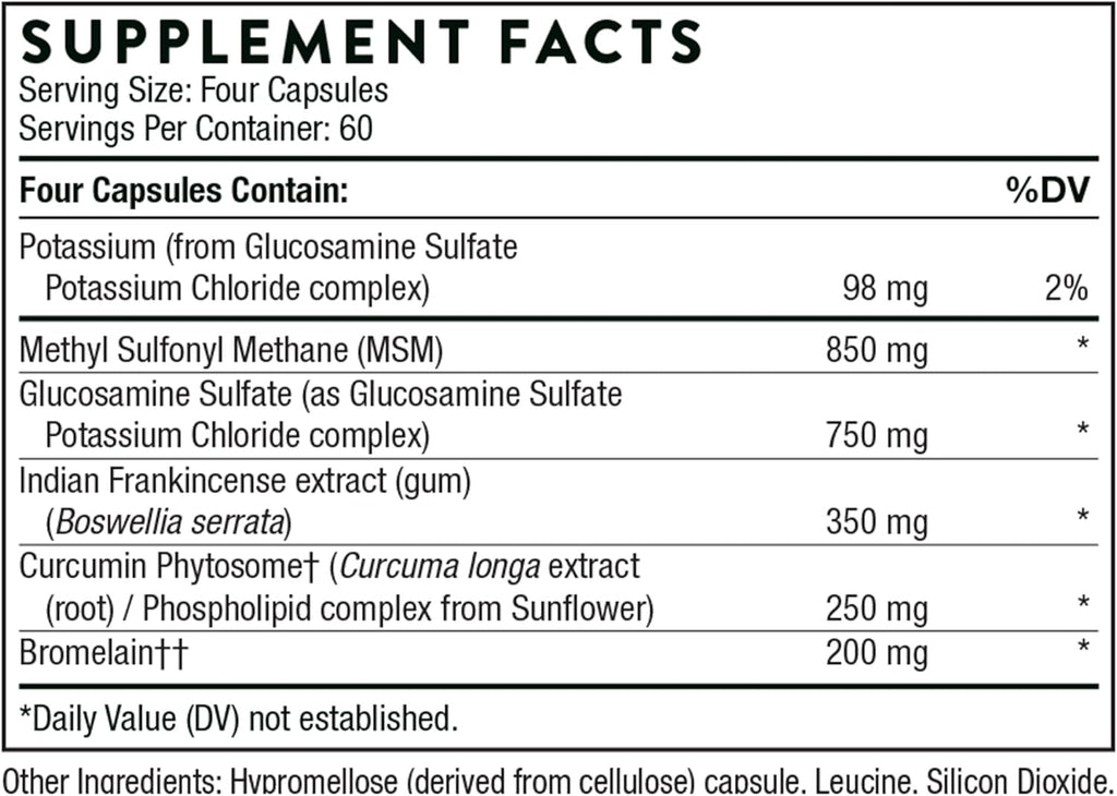 THORNE - Joint Support Nutrients - Glucosamine and MSM with Curcumin, Bromelain, and Boswellia for Joint Support* - 240 Capsules