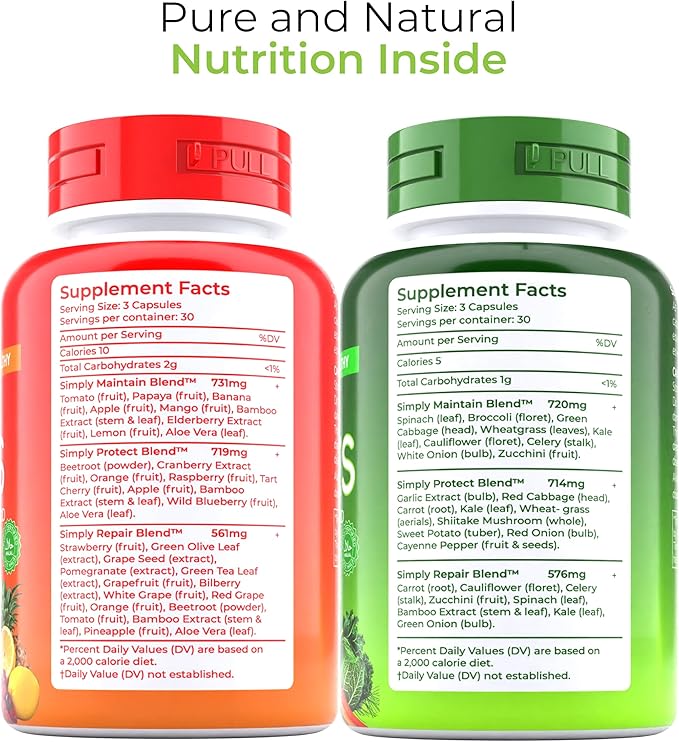 Fruit and Veggies Supplement Capsules | Fruit and Vegetables Capsules Vitamins Maintain Natural Balance,Fruits and Vegetables Supplements Supports for Energy Levels,Non-GMO-90 Count(Pack of 6)