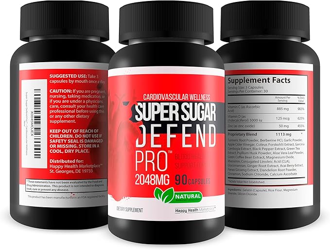 Cardiovascular Wellness Super Sugar Defense Pro - Our Best Blood Support Supplement - Healthy Blood Circulation Support - Blood Support for Women & Men - Herbal Blood Pills Best Blood Supplements