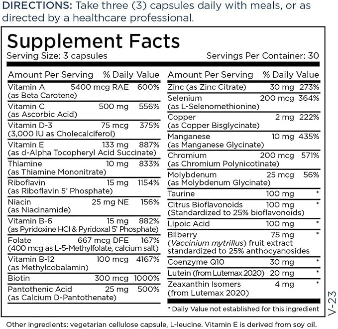 Metabolic Maintenance Vital Eyes Complete - Ocular Support Multivitamin with Lutein + Zeaxanthin (90 Capsules)