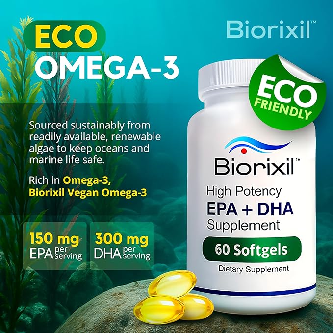 Vegan Omega-3 Fish Oil Alternative from Algae Oil - High Potency EPA & DHA Supplement - Easy to Swallow Small Soft Gel Capsules