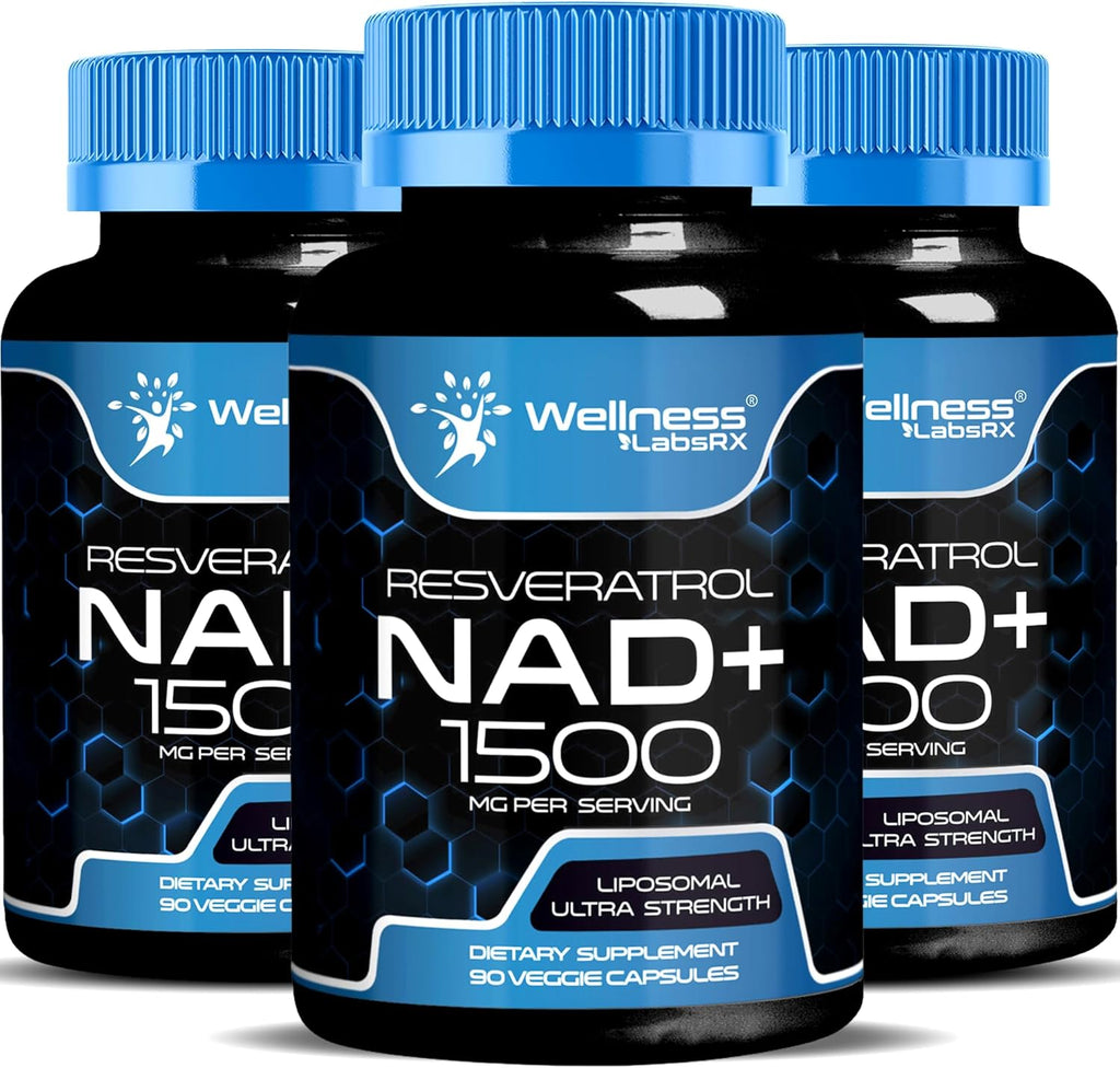 NAD Supplement, 1500mg - Liposomal NAD+ Supplement with Resveratrol, NAD Plus Boosting - Support Cellular Health & Healthy Aging - Ultra Strength Capsules, USA Made - 3 Pack
