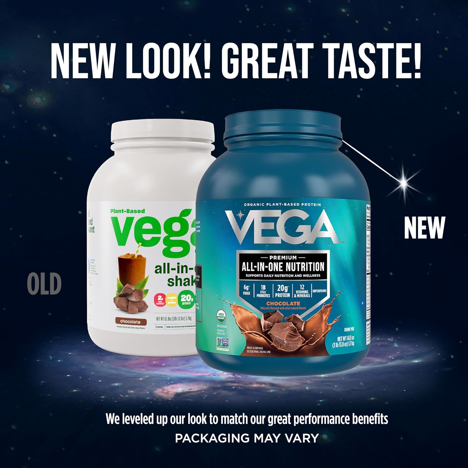 Vega All in One Nutrition Organic - 20g Plant-Based Pea Protein, Chocolate, 42 Servings, Vitamins A & C, Probiotics, Greens, Vegan, Keto, Gluten Free, 61.8oz (Packaging May Vary)
