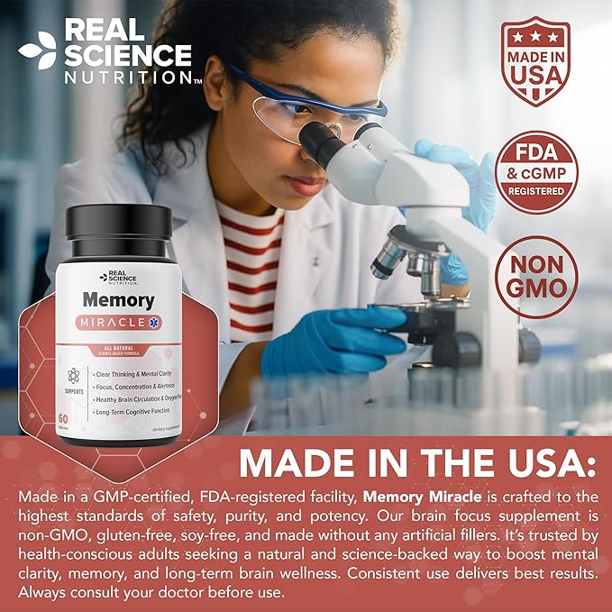 Offers Memory Miracle – Brain and Memory Support Supplement for Focus, Mental Clarity & Brain Health – Nootropic Brain Booster with Nitric Oxide – 60 Capsules