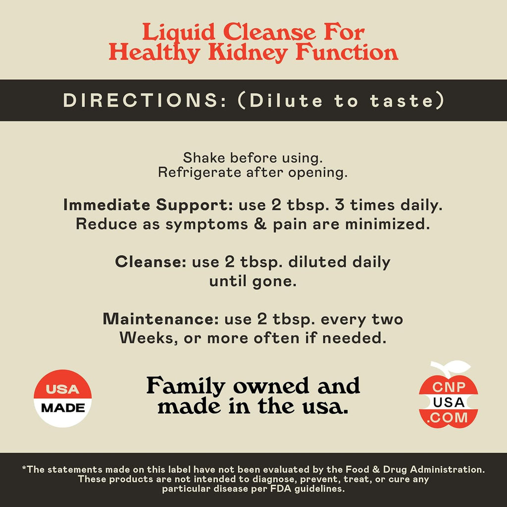 Complete Natural Products Kidney Complete - 8oz Organic Liquid for Kidney Support, Cleanse, and Detox with Apple Cider Vinegar, Lemon, & Organic Chanca Piedra.