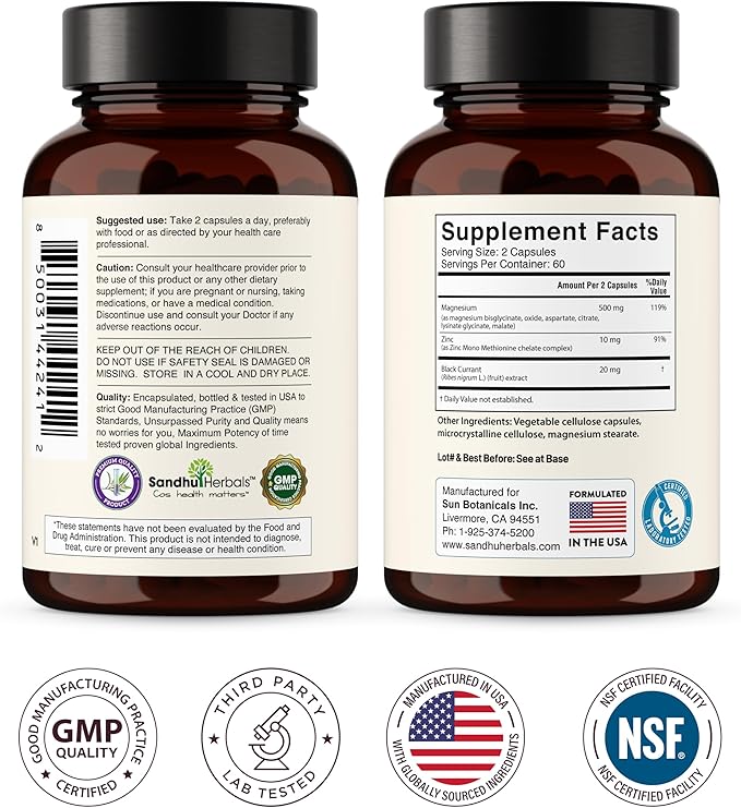 Complete Magnesium Complex 500mg for Women & Men | 120 Capsules | 6 in 1 Mag Supplement with Zinc | Quality Sleep & Muscle Health | Glycinate, Citrate, Malate, Oxide, Aspartate, Lysinate Glycinate