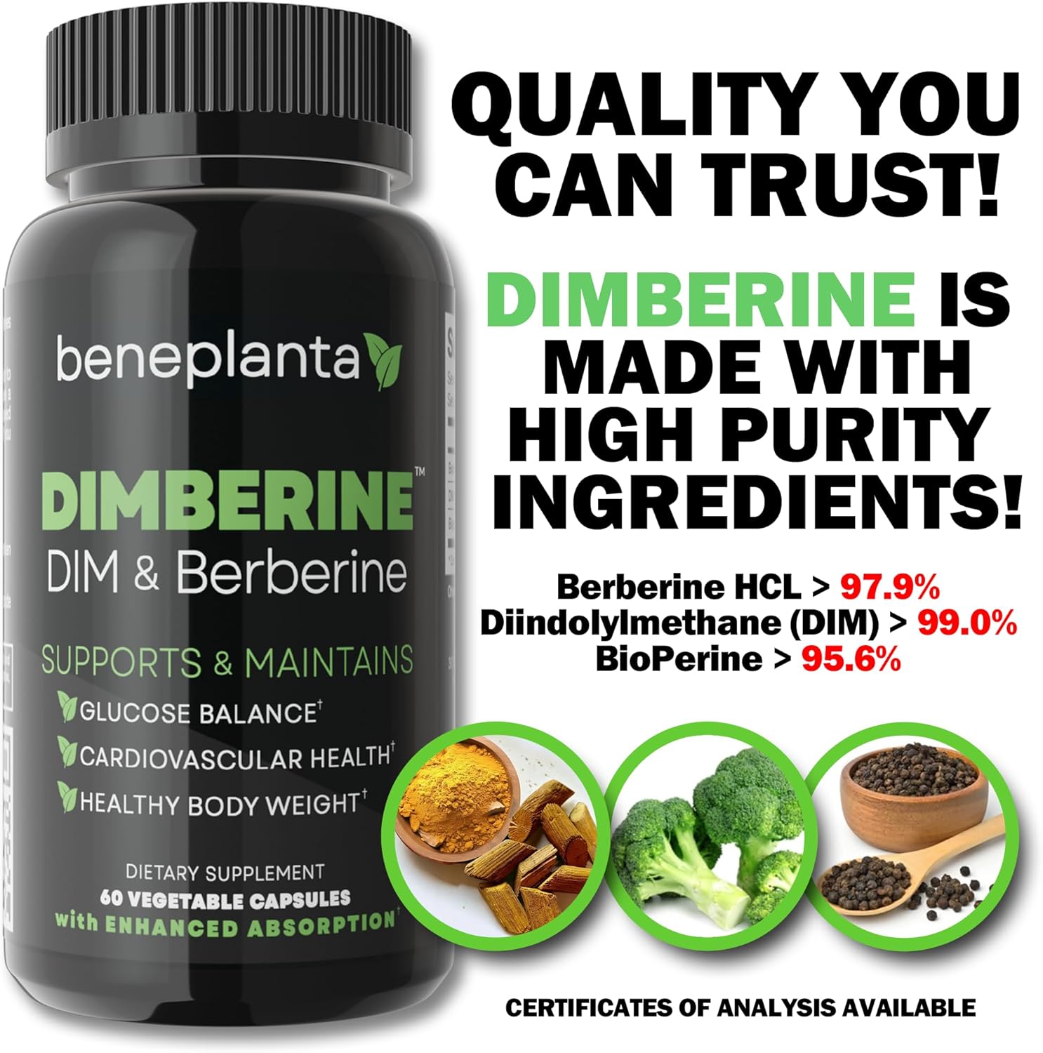DIM & Berberine, High Purity Enhanced Absorption Formula - 60 Capsules