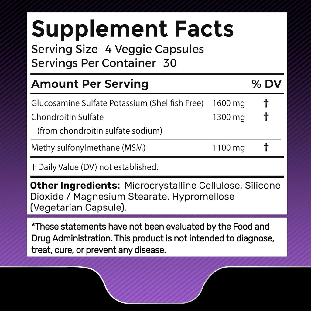 Glucosamine Chondroitin MSM - 4000mg - Glucosamine Chondroitin Capsules - 120 Count