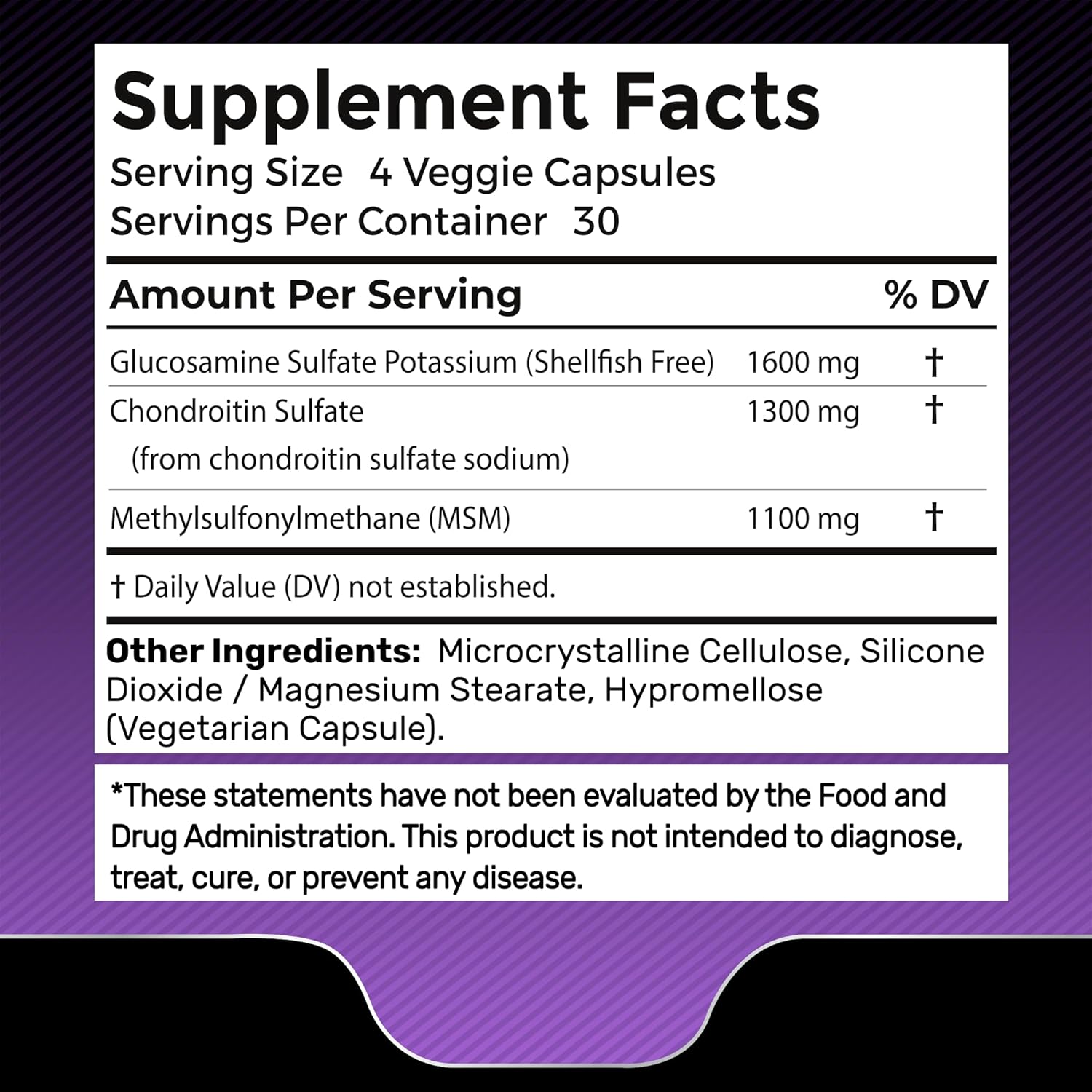 Glucosamine Chondroitin MSM - 4000mg - 240 Count