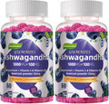 2 Pack Ashwagandha Gummies 1000mg & Vitamin D3 Gummies 120 Count Organic Root Extract Stress Relief Sleep Support(Non-GMO, Sugar Free & Gluten Free)