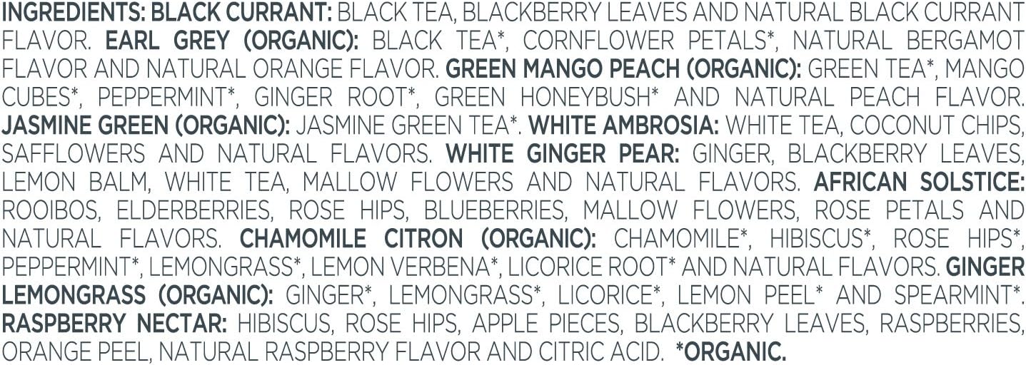 Tea Forte Tea Sampler Presentation Box, 20 Assorted Handcrafted Pyramid Tea Infuser Bags, Tea Tasting Assortment: Black, White, Green, Herbal