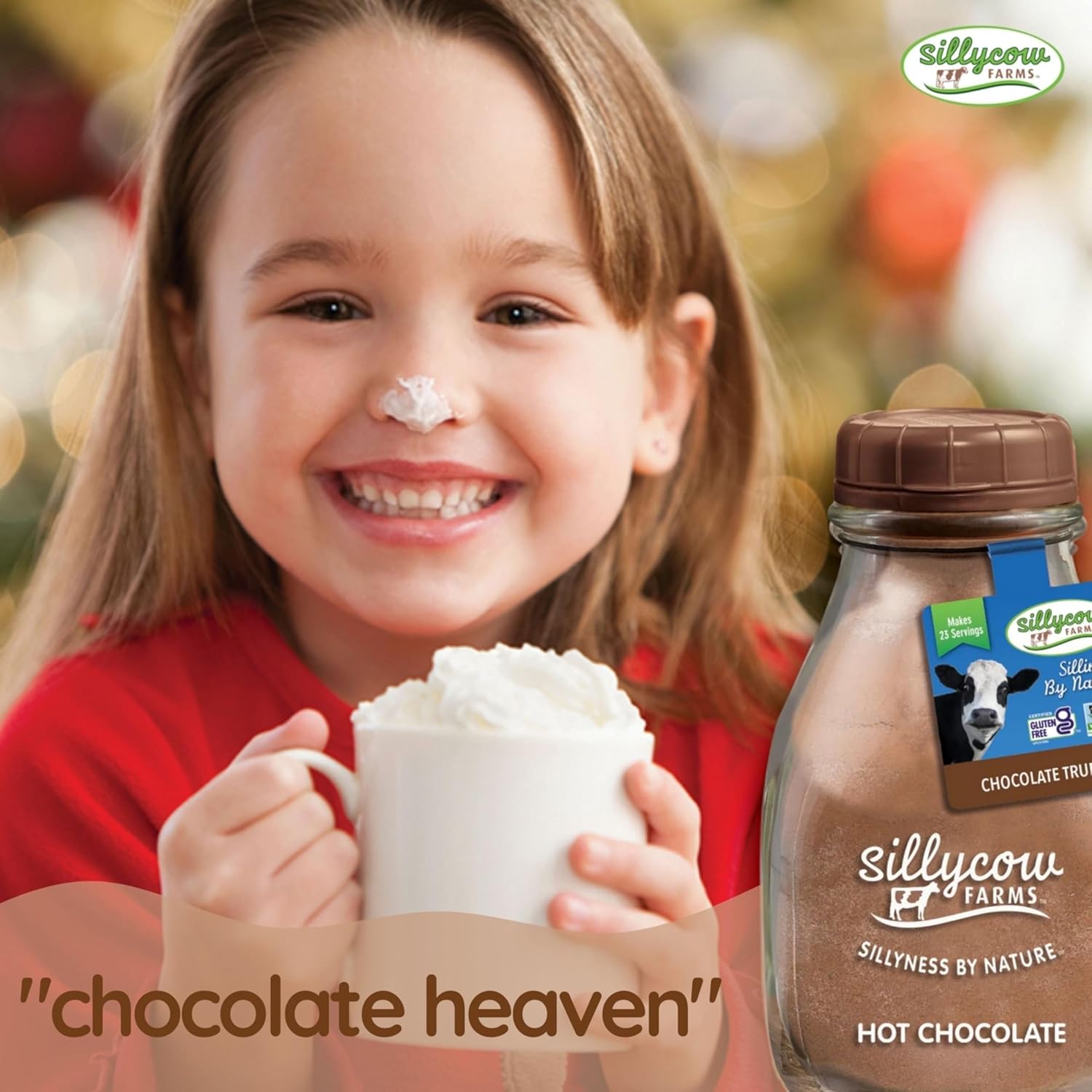 Sillycow Farms Maple Hot Chocolate Mix | Rich Chocolate Delight | Gluten-Free, Non-GMO| Dairy-Free Indulgence with Pure Cocoa Powder & Maple Flavor | Reusable 16.9 oz Glass Bottle (Pack of 3)