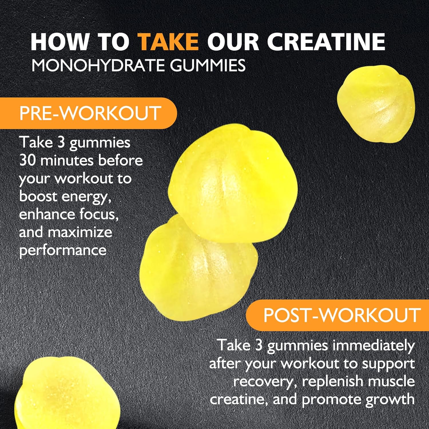 Creatine Monohydrate Gummies for Men & Women - 5g of Creatine Monohydrate per Serving - Sugar Free,Vegan, Pineapple Flavor, 135 Count (45 Servings)..