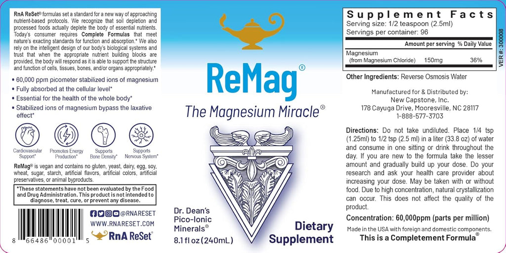 RnA ReSet Total Body Wellness Bundle – Liquid Magnesium, Zinc, Silver, Copper, D3K2 & Whole C, Daily Mineral & Immune Support (5 Formulas)