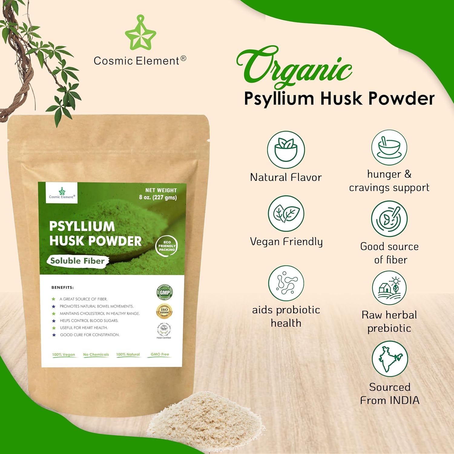 100% Pure Psyllium Husk Powder Organic – Finely Ground Fiber Supplement for Regularity & Keto | Psyllium Husk Powder for Baking and Gluten-Free Bread – 8 oz