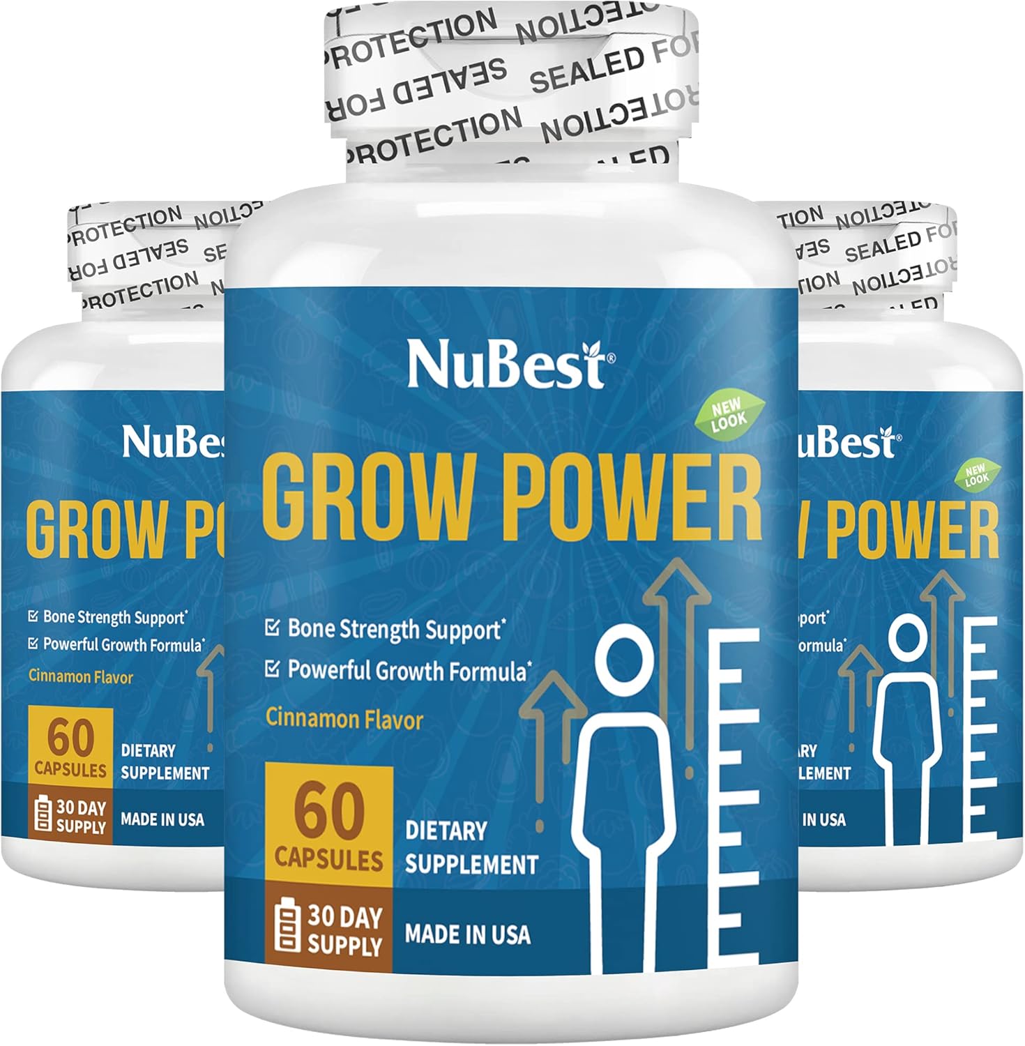 NuBest Grow Power Bone Strength - Premium Supplement for Age 10+ & Teens - Supports Bone Health,Bone Strength with Calcium, Vitamin D3, Phosphorus, Magnesium, Zinc & More - 3 Pack